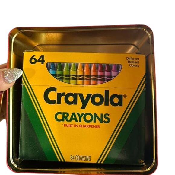 Vintage 1992 Crayola Collectible Holiday Tin W/ Original Crayons - Picture 3 of 5